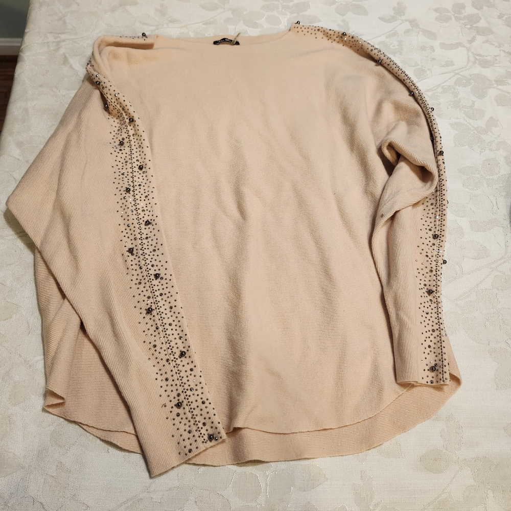 Vila Milano Embellished Pink Sweater Size M